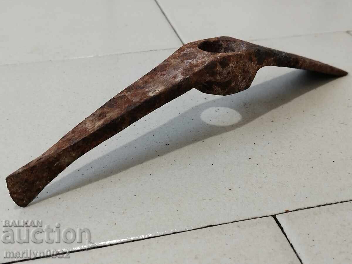 Auction  Small Wrought Pickaxe Tool Wrought Iron Primitive