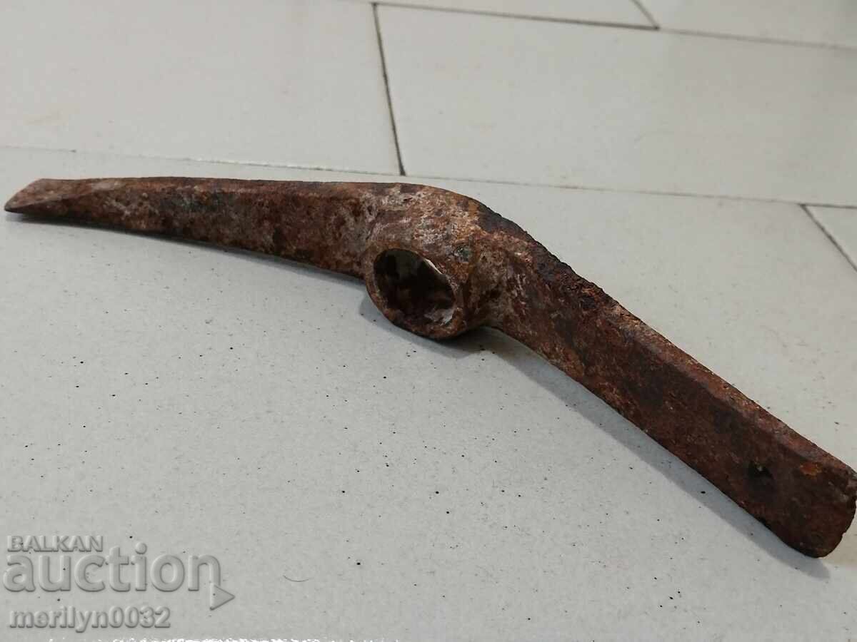 Small Wrought Pickaxe Tool Wrought Iron Primitive - 5