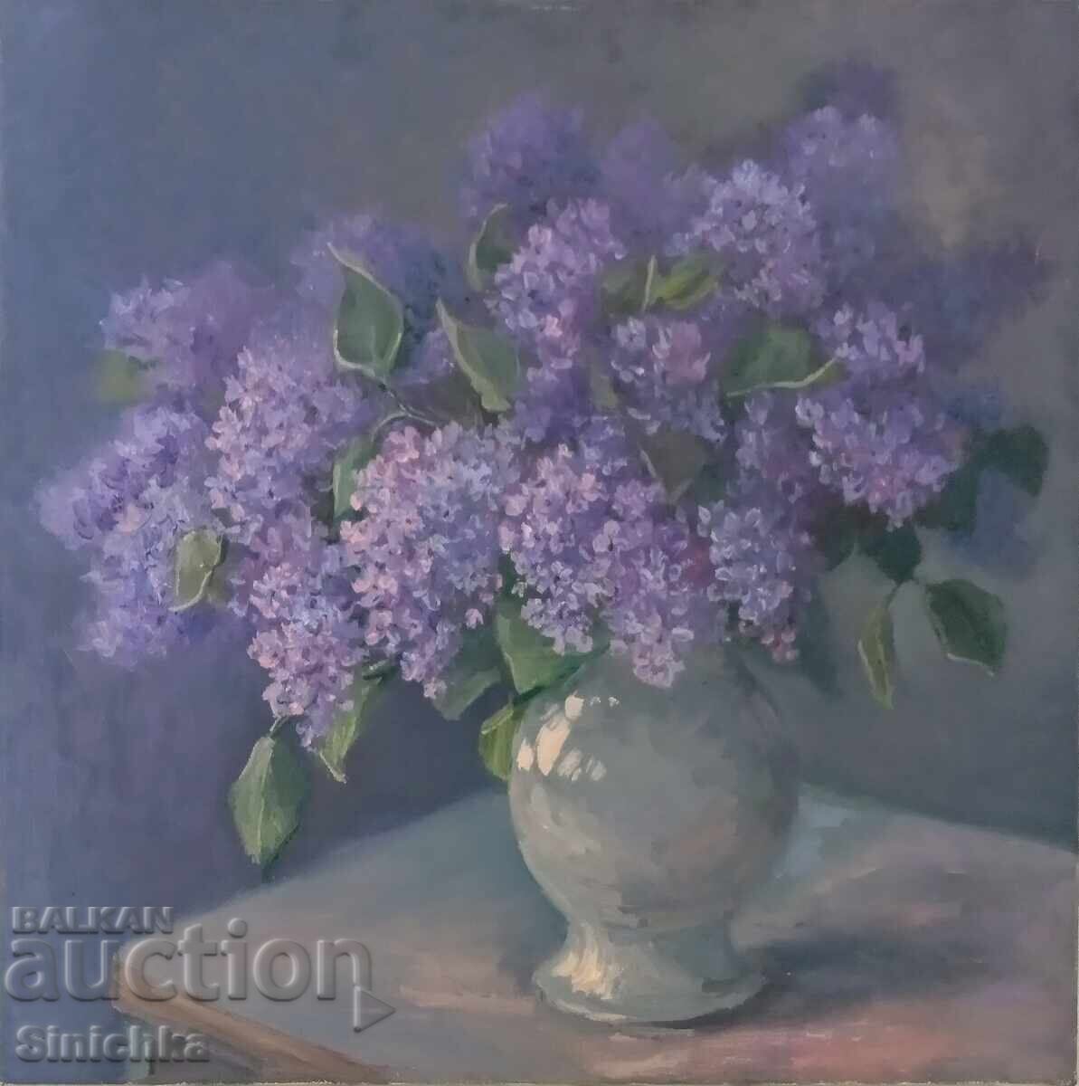 Author's painting, lilac, flowers, bouquet.