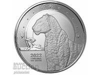 Ghana 2022 - 5 Cedis – Leopard - 1 OZ , Silver coin BU