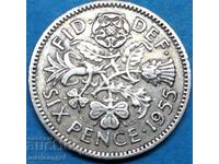 Marea Britanie 6 pence 1955 Elisabeta a II-a