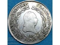 Austria 20 Kreuzer 1805 B - Kremnitz Franz II 29mm ασημί