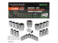 Socket set 25 pieces 1/4″&1/2″ (4-32mm) ROCKFORCE