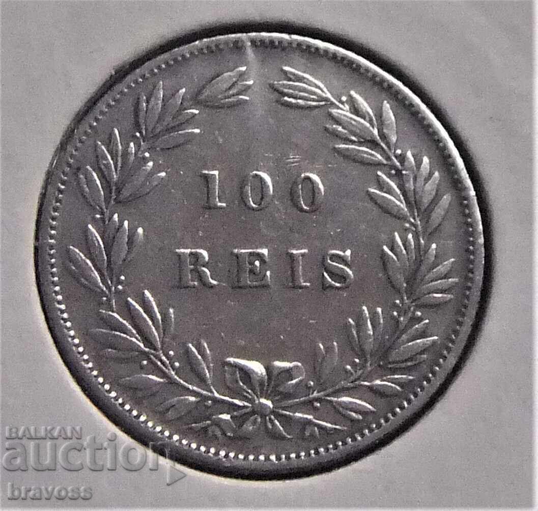 Portugal - 100 reis1878 Ag EF