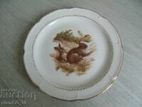 №*7823 old porcelain plate - illustration - rabbits