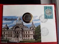 Romania-1 leu 1966 and postage stamp in a beautiful envelope