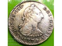 Spain 1 Real 1779 Lima Carlos III silver patina - RARE