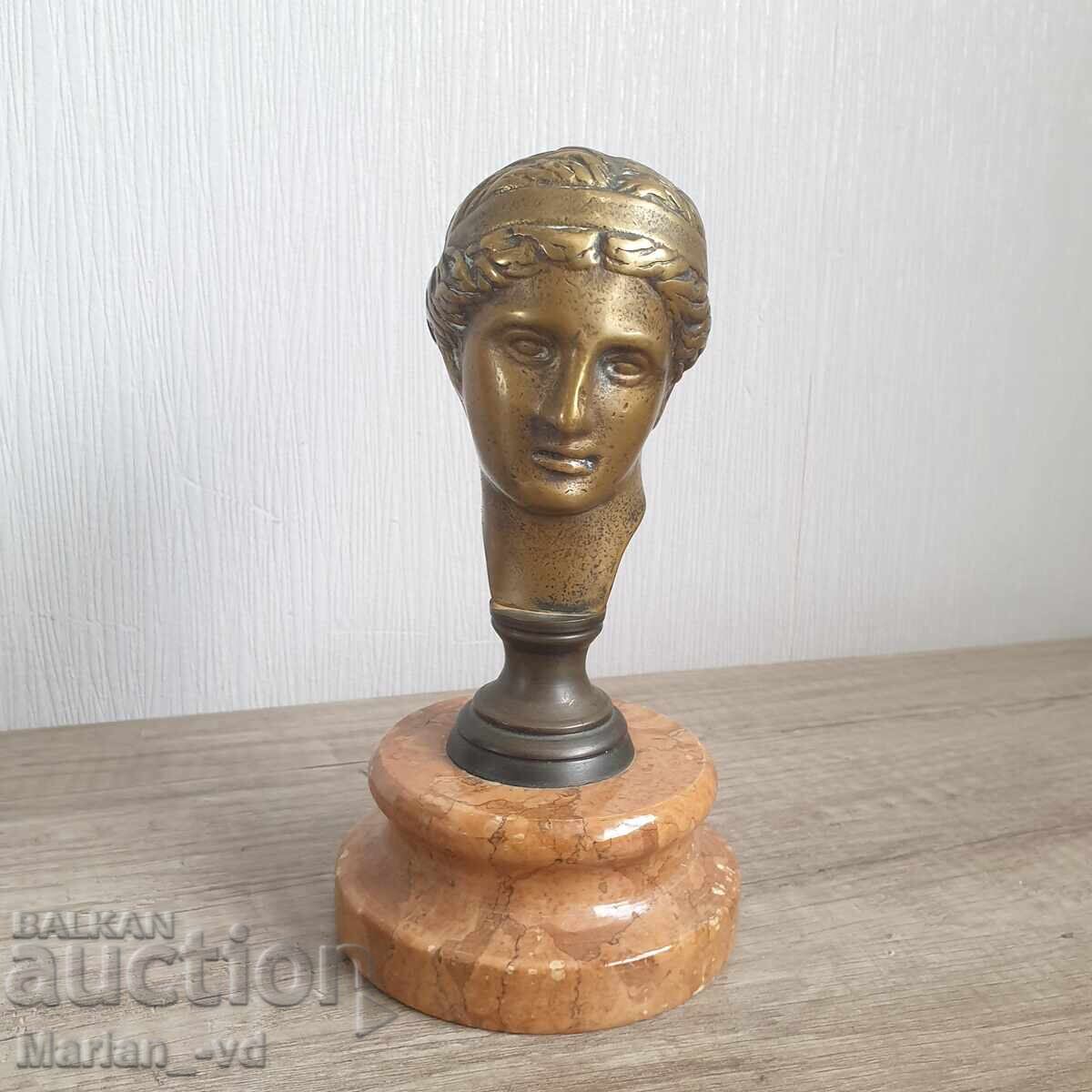 Old bronze sculpture of a woman on marble with price 200.00 BGN | € 102.26