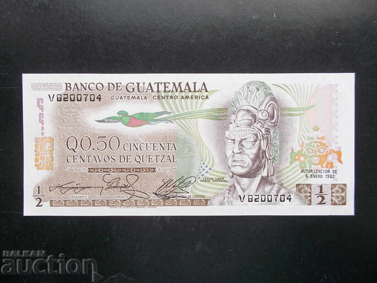 GUATEMALA, 1/2 quetzal, 1982, UNC