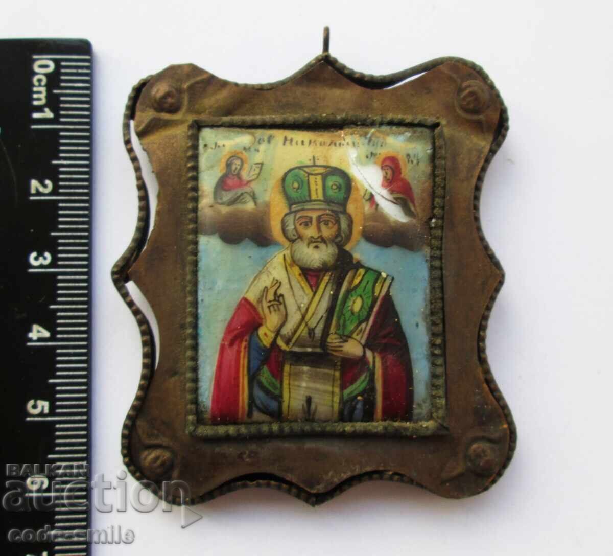 Icoana pictată rusă veche Sf. Nicolae Rusia țaristă secolul al XIX-lea cu preț 190.00 BGN | € 97.15