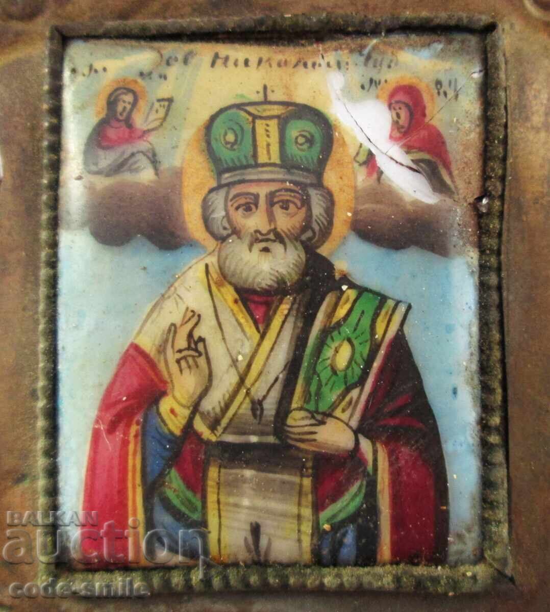 Licitație Icoana pictată rusă veche Sf. Nicolae Rusia țaristă secolul al XIX-lea