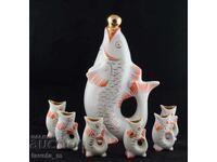 Ukrainian porcelain service 7 pieces "Fish" USSR