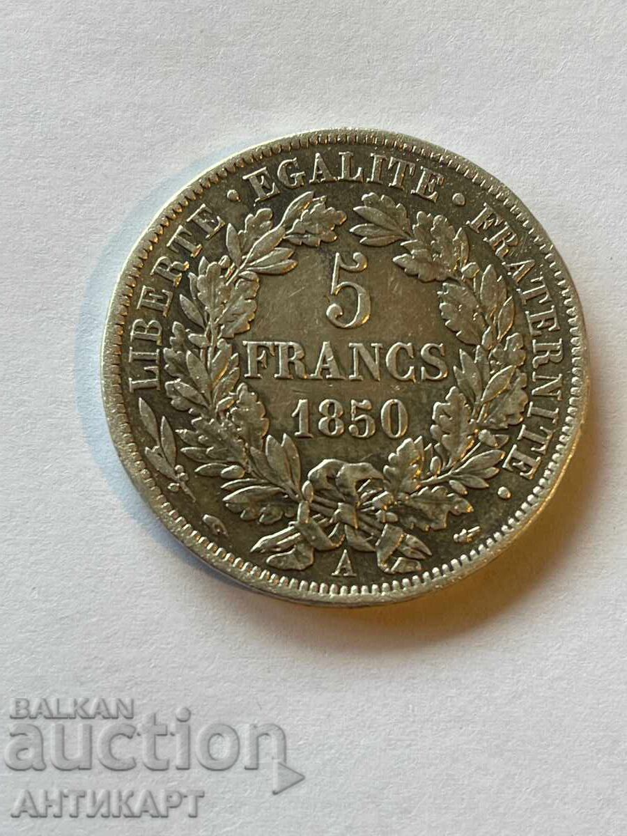 monedă de argint 5 franci Franța 1850 argint