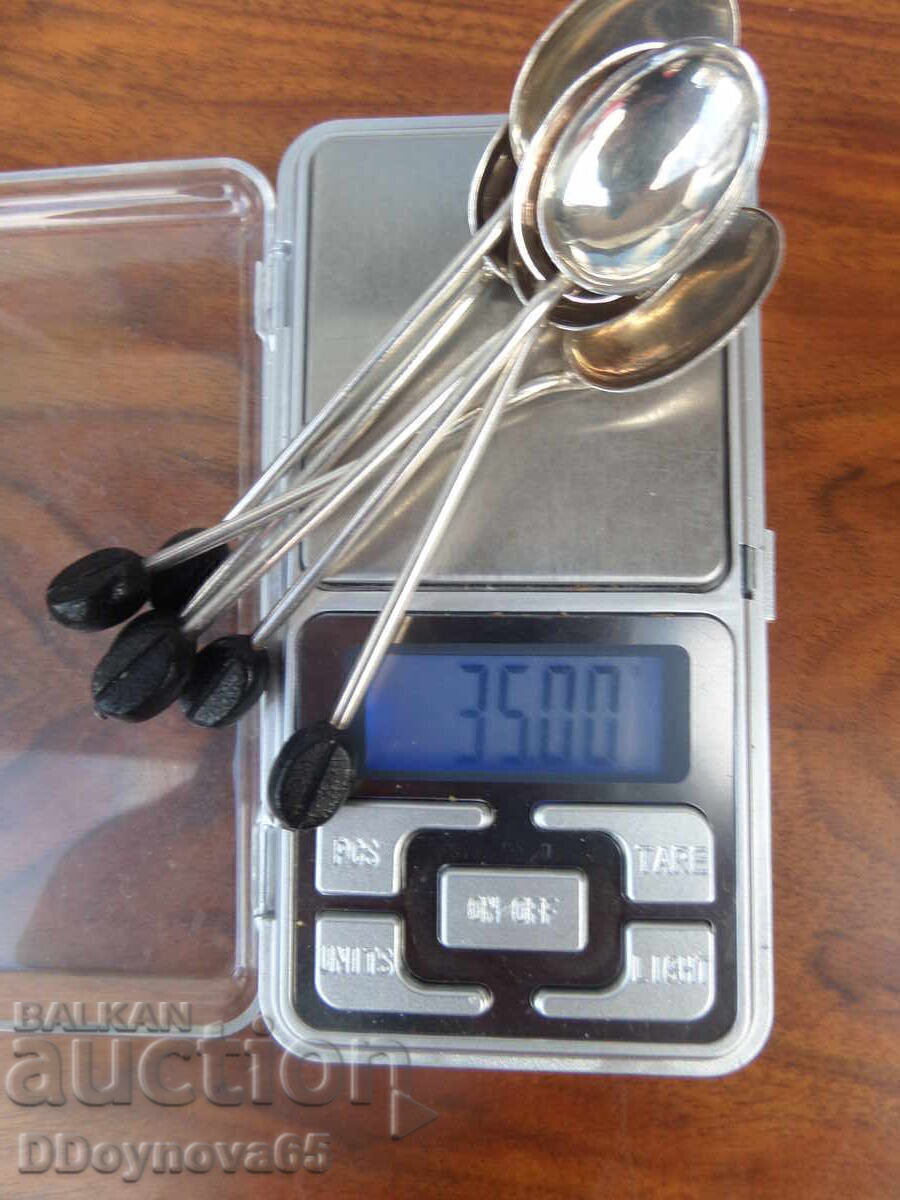 Set of 6 sterling silver coffee spoons - 5 Set of 6 sterling silver coffee spoons - 5