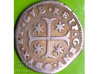 Genoa 8 denarii 1654 Italy Madonna / Coat of Arms silver - quite rare