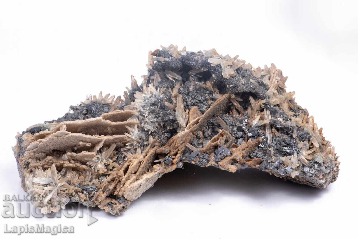 Μεγάλος χαλαζίας druse με ασβεστίτη (papyrspar) και σφαιρίτη 1428g με τιμή 44.00 BGN | € 22.50 Μεγάλος χαλαζίας druse με ασβεστίτη (papyrspar) και σφαιρίτη 1428g με τιμή 44.00 BGN | € 22.50