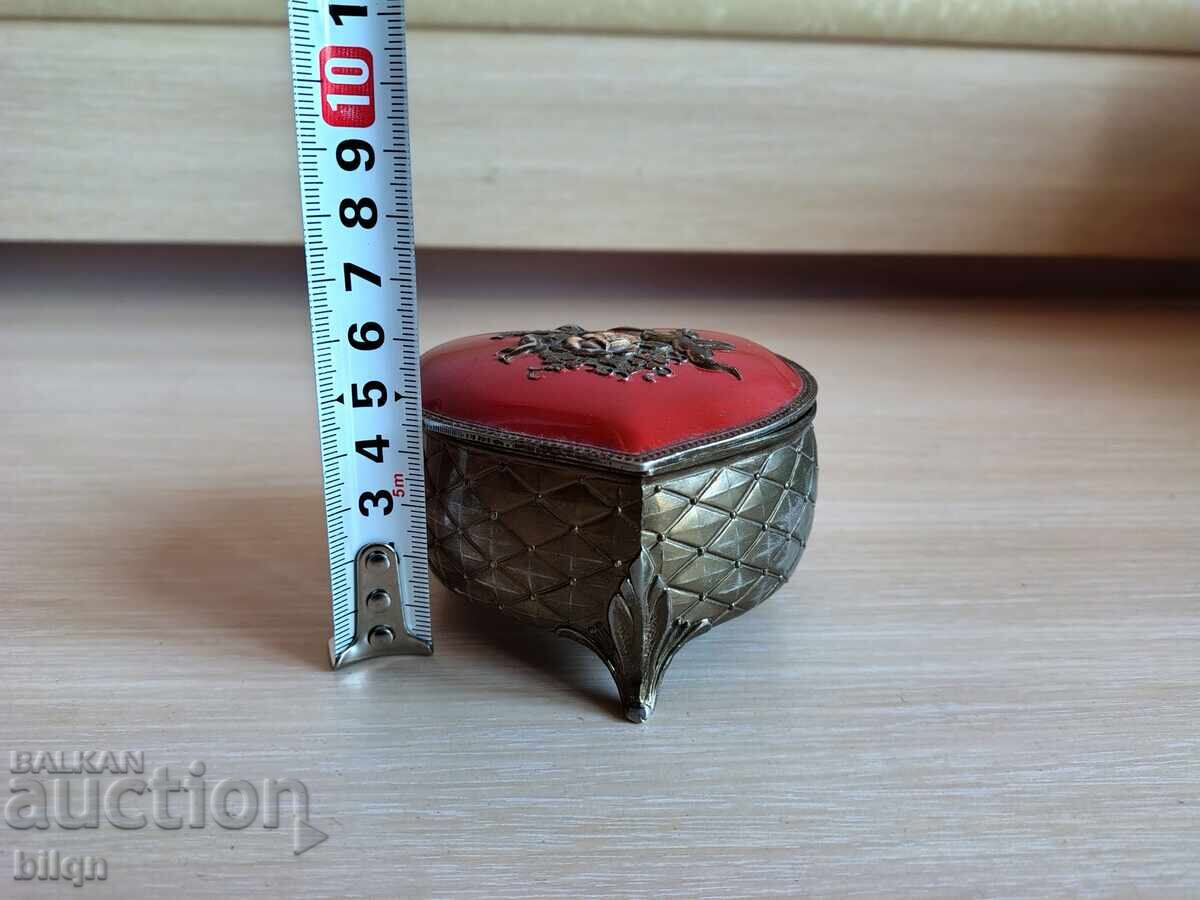 Great Old Silver Plated Heart Jewelry Box - 6 Great Old Silver Plated Heart Jewelry Box - 6