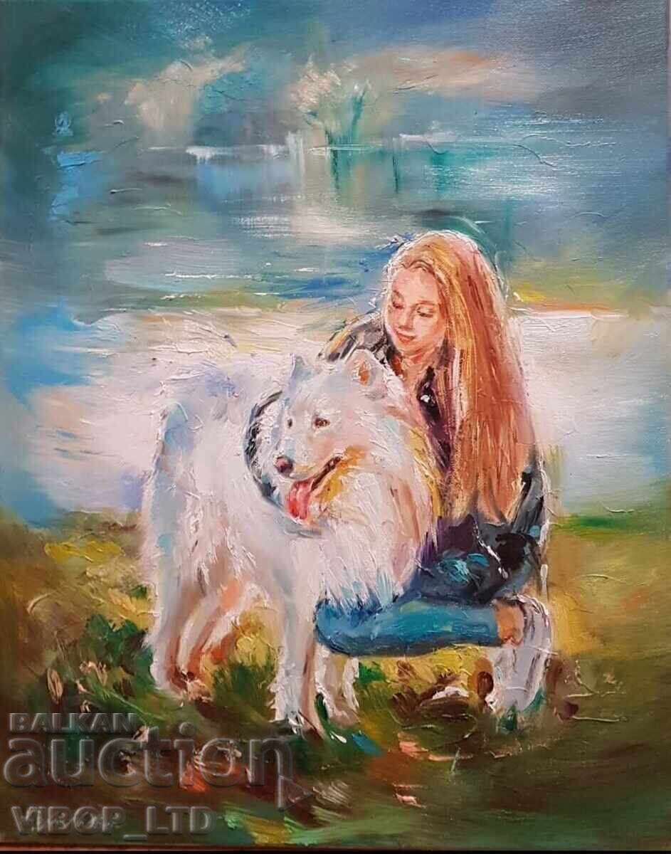 Artist, FRIENDS, painting 50/40, oil, canvas, signed Artist, FRIENDS, painting 50/40, oil, canvas, signed