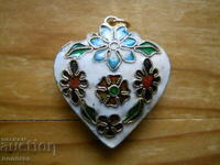 Antique locket - heart (enamel, filigree, gilding)