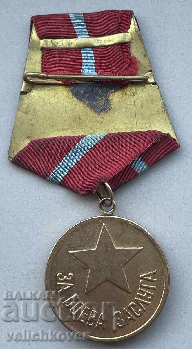 39706 Bulgaria medal document and box For Military Merit 1956. - 5