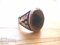 Antique silver-plated ring with stone