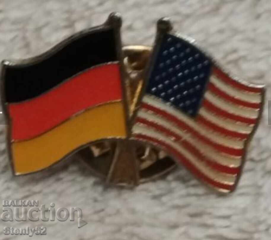 Pin badge with flags Germany-USA Pin badge with flags Germany-USA