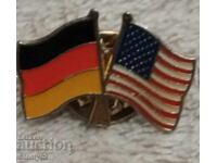 Pin badge with flags Germany-USA