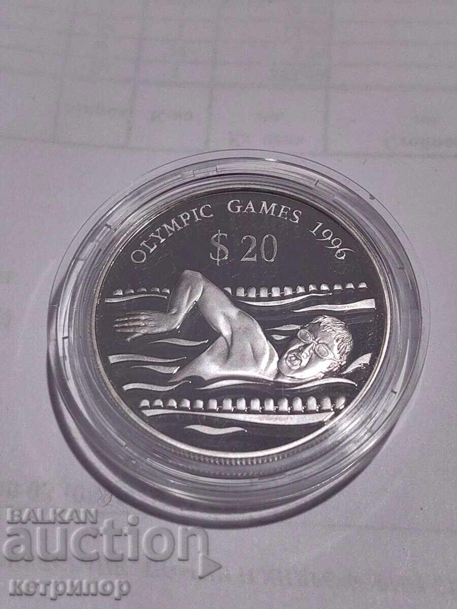 20 dollars Tuvalu 1994 silver. Proof