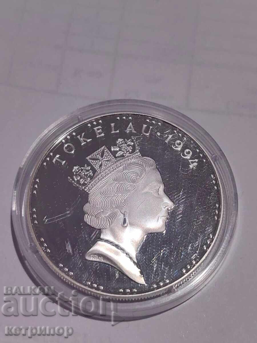 5 тала Токелау 1994 г сребърна. Пруф с цена 135.00 лв. | € 69.02 5 тала Токелау 1994 г сребърна. Пруф с цена 135.00 лв. | € 69.02