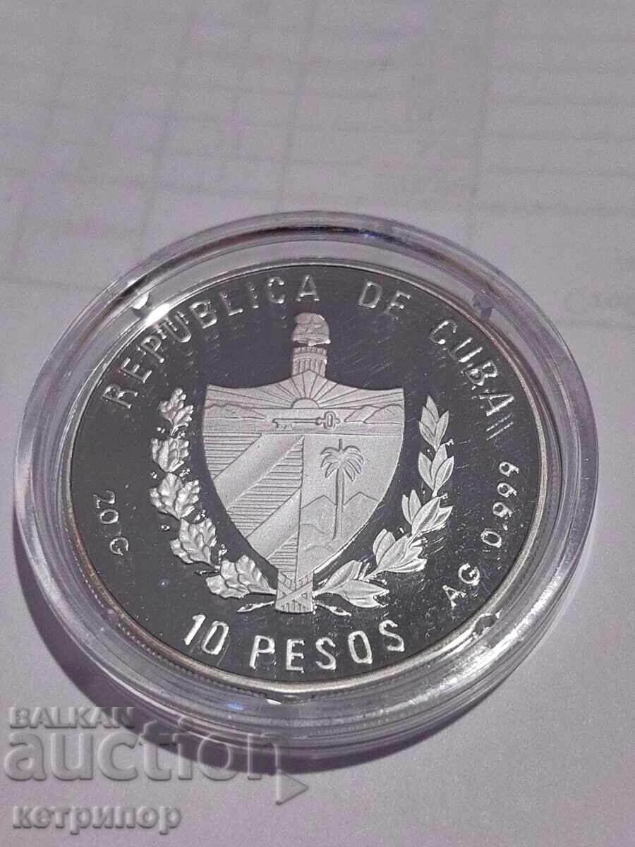 10 pesos Cuba 1994 silver. Proof 10 pesos Cuba 1994 silver. Proof
