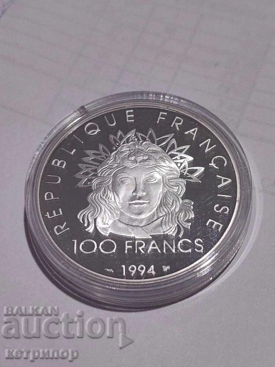 100 franci Franța 1994 argint. Dovada