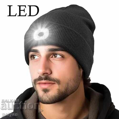 Winter hat with built-in LED lighting with USB charging, - 6 Winter hat with built-in LED lighting with USB charging, - 6