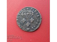 France-Louis XIV-2 denier 1708-Strasbourg-rare