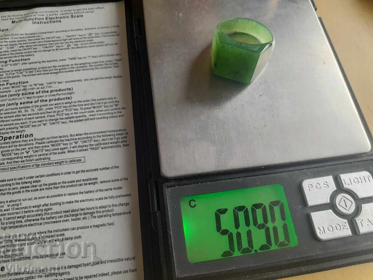 Δαχτυλίδι πράσινο νεφρίτη, μεγάλο, 50 καρατίων, - 5 Δαχτυλίδι πράσινο νεφρίτη, μεγάλο, 50 καρατίων, - 5