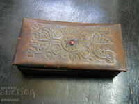 Antique wooden jewelry box (lined with leather)