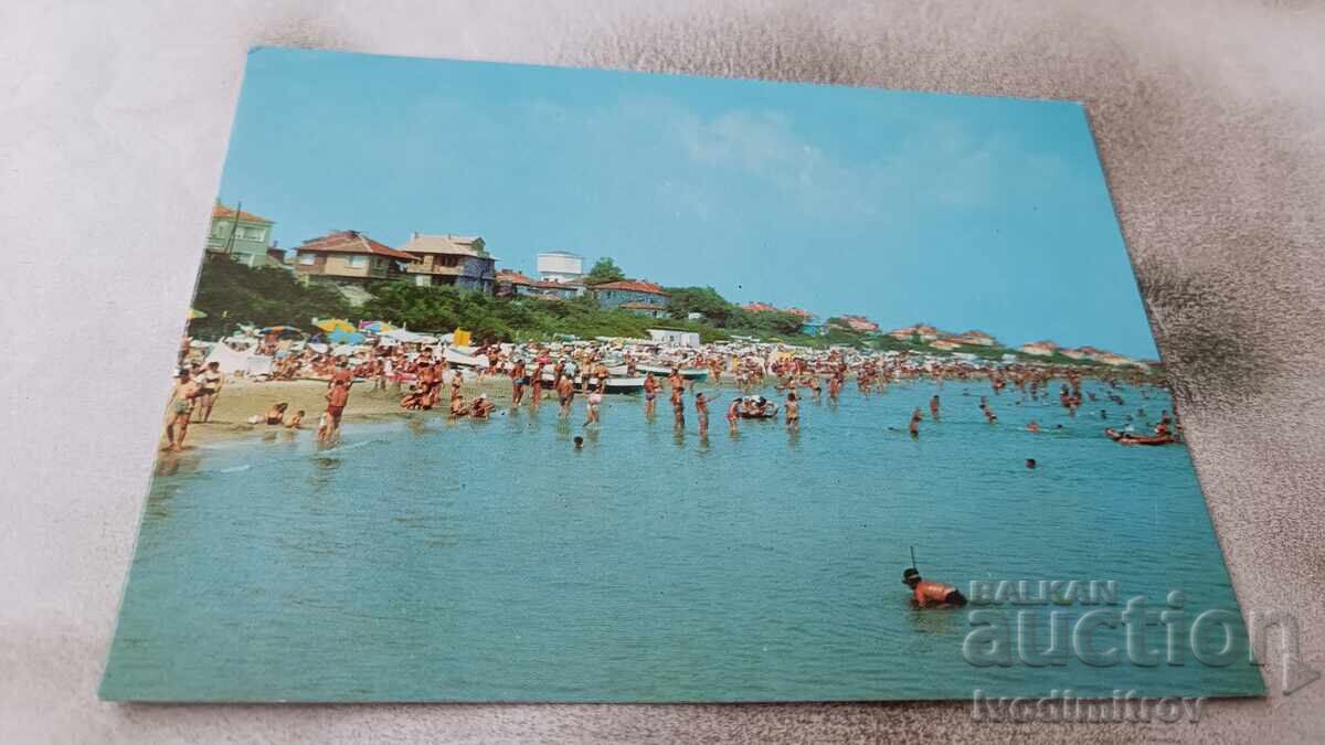 Пощенска картичка Поморие Плажът 1982