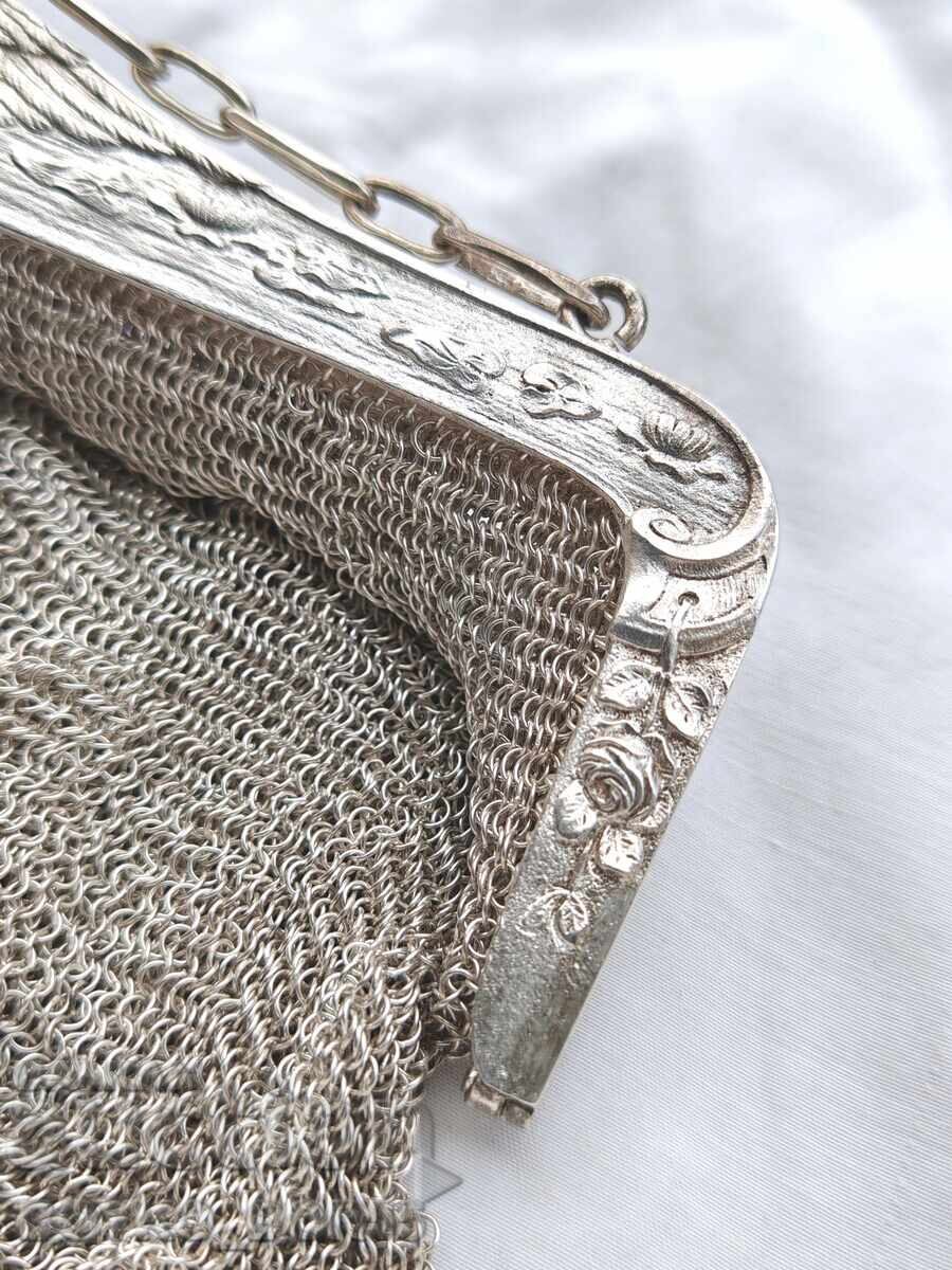 Старинна Италианска Сребърна Дамска Чантичка с Лебеди - 6 Старинна Италианска Сребърна Дамска Чантичка с Лебеди - 6