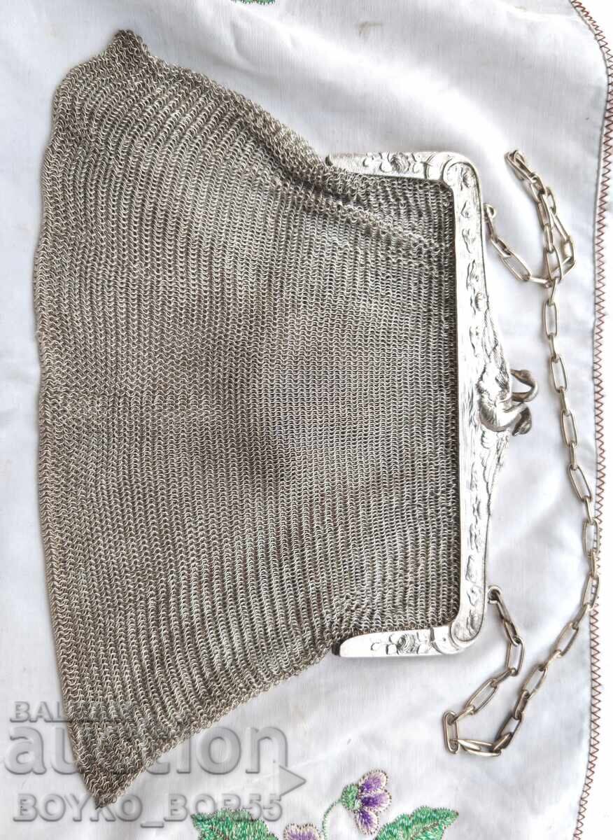 Старинна Италианска Сребърна Дамска Чантичка с Лебеди Старинна Италианска Сребърна Дамска Чантичка с Лебеди