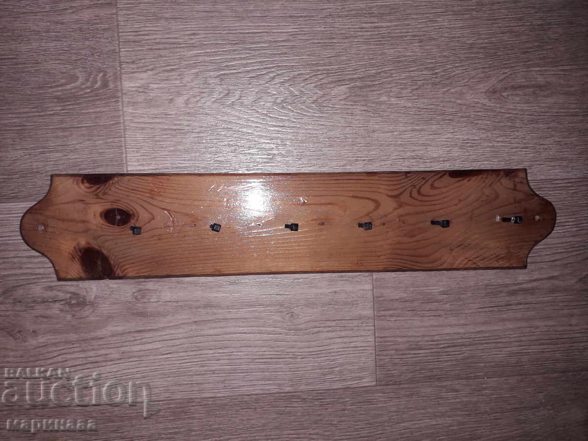 OLD COAT HANGER. WOOD. NAILS, FORGED. IRON OLD COAT HANGER. WOOD. NAILS, FORGED. IRON