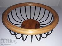 OLD FRUIT BOWL. METAL, WOOD