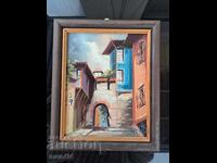 Landscape painting from Plovdiv oil on fiberboard signed