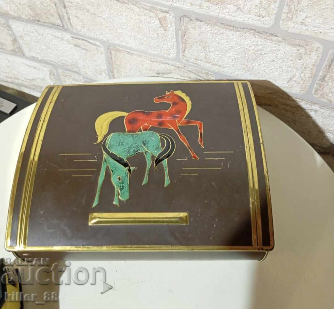 Metal box with horses