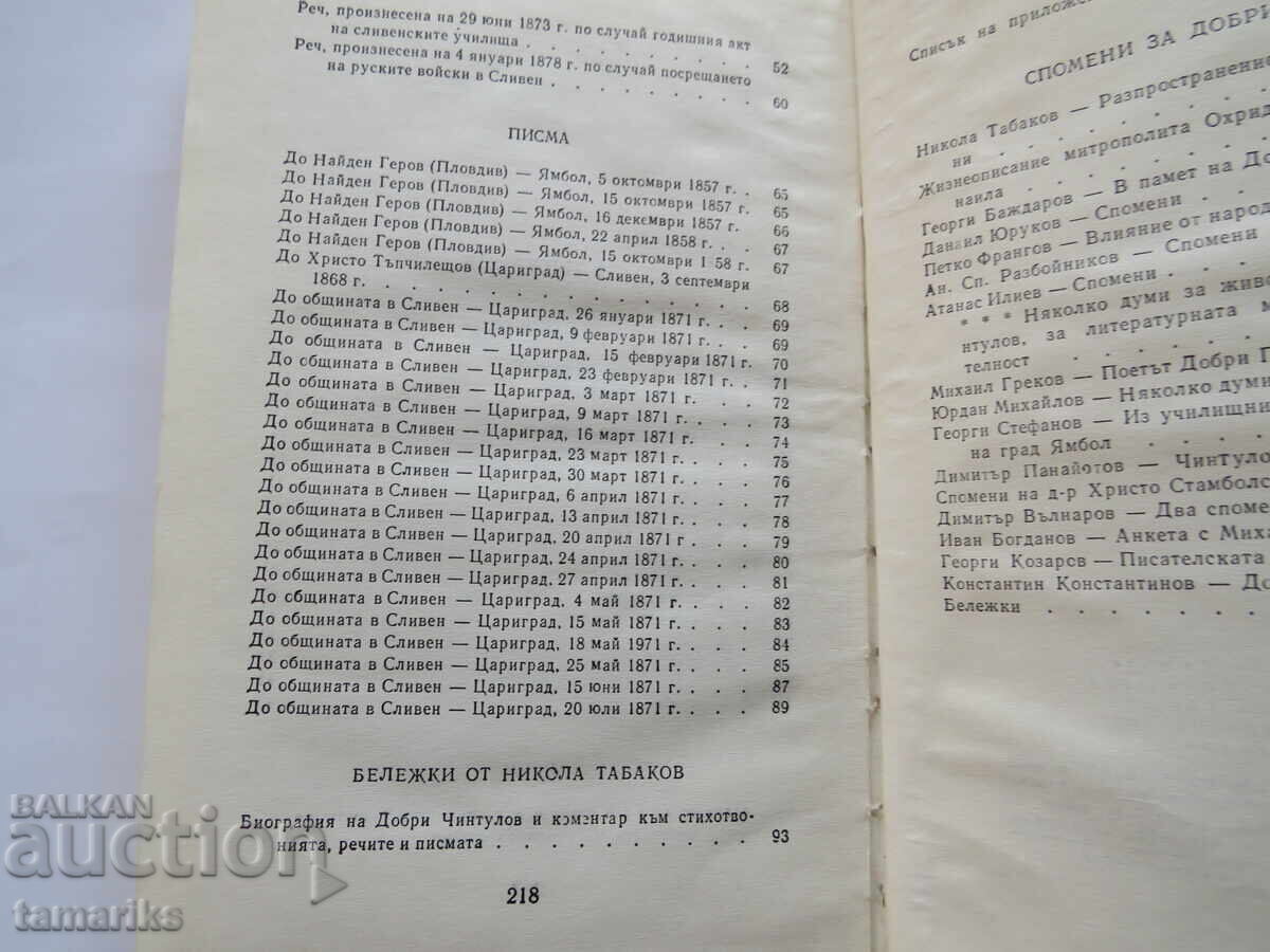 Delivery of DOBRI CHINTULOV - POEMS, SPEECHES, LETTERS, MEMORIES OF HIM