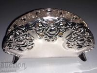 NAPKIN HOLDER. SILVER-PLATED BRASS