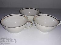 TEA CUPS. FINE PORCELAIN. ELVINE. GOLD PLATED