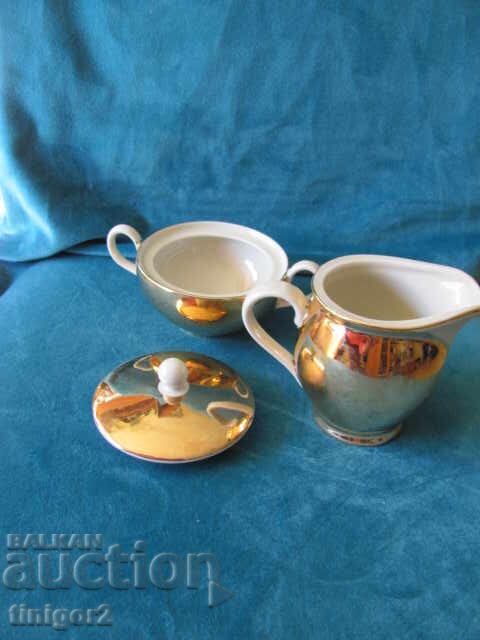 40s porcelain milk jug and sugar bowl, marking - 6