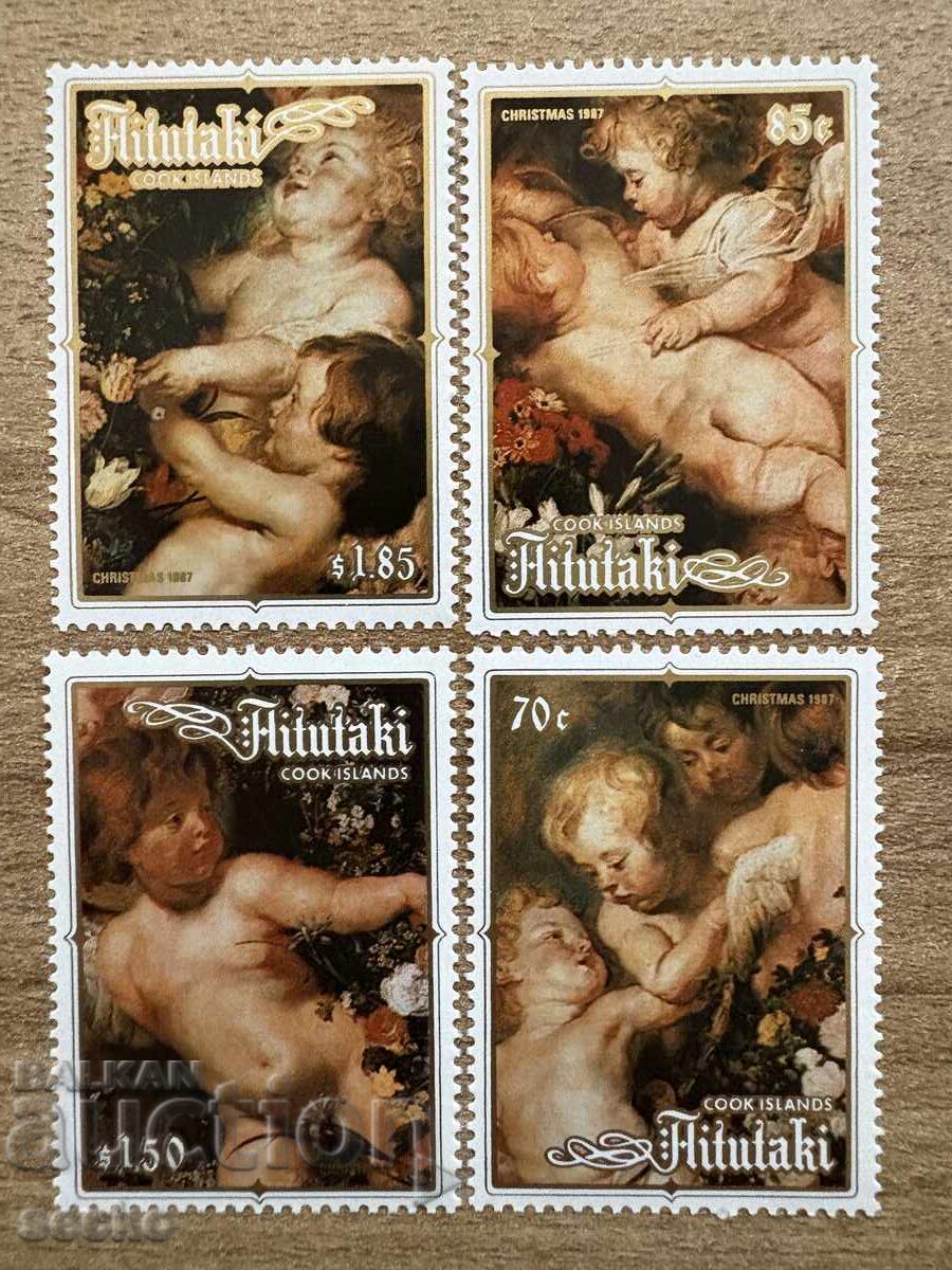 Aitutaki - Details of angels from "The Virgin Mary... (1987) MNH