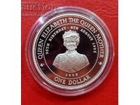 Silver 1 Dollar The Queen Mother 1995 Barbados