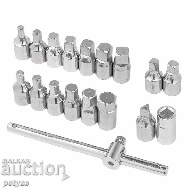 Universal 18-piece FORSA crankcase plug wrench set with price 53.50 BGN | € 27.35 Universal 18-piece FORSA crankcase plug wrench set with price 53.50 BGN | € 27.35