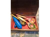 wooden spoons and box